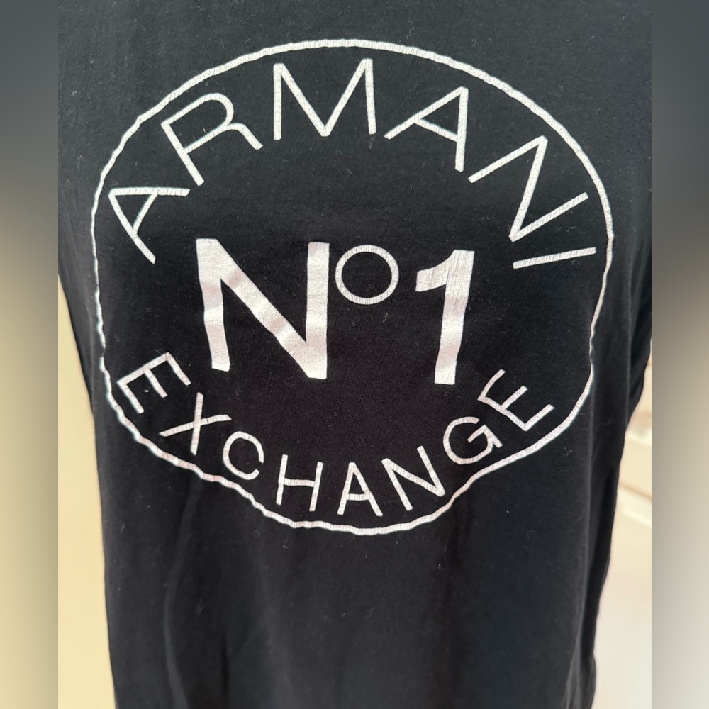Armani Exchange Black Tee with White Logo - Picture 3 of 5